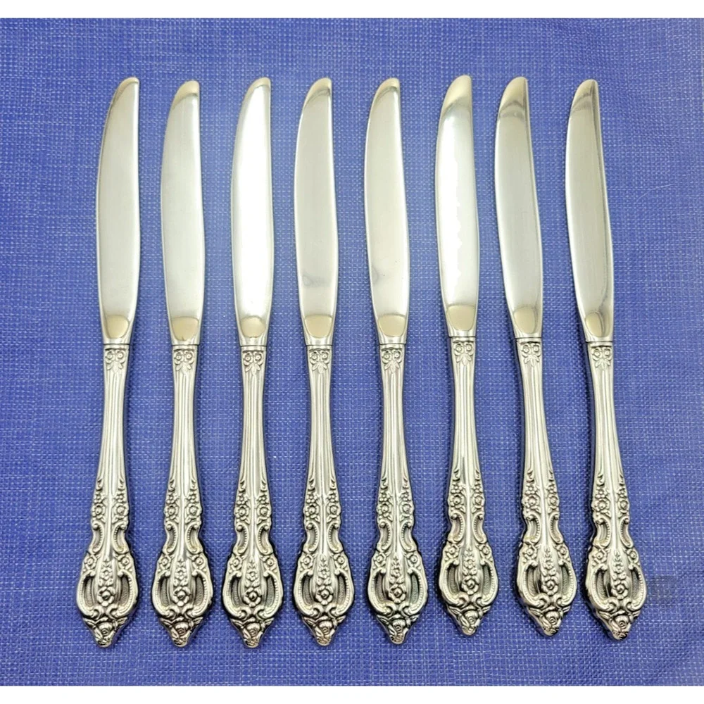 Oneida USA Stainless PEMBROOKE / RENOIR Flatware Set of 8 DINNER KNIVES